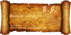 Bozsik Jolán névjegykártya